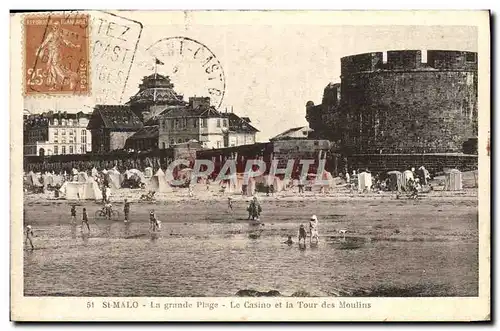 Ansichtskarte AK St Malo la Grande Plage Le Casino Et La Tour Des Moulins