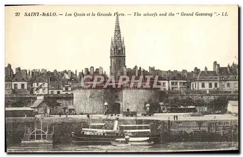 Ansichtskarte AK Saint Malo Les Quais Et La Grande Porte Bateau