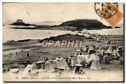 Cartes postales Saint Malo La Greve De Bon Secours Et Les Deux Beys