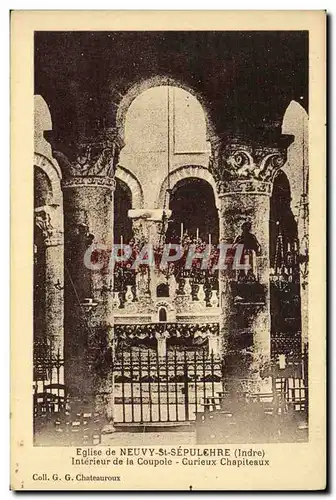 Cartes postales Eglise De Neuvy St Sepulcre Interieur De La Coupole curieux Chapiteaux