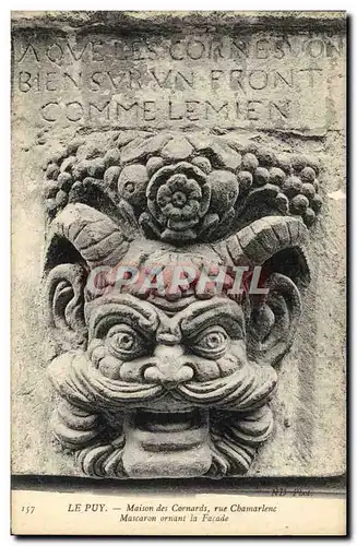 Cartes postales Le Puy Maison Des Cornards Rue Chamarlenc Mascaron ornant la facade