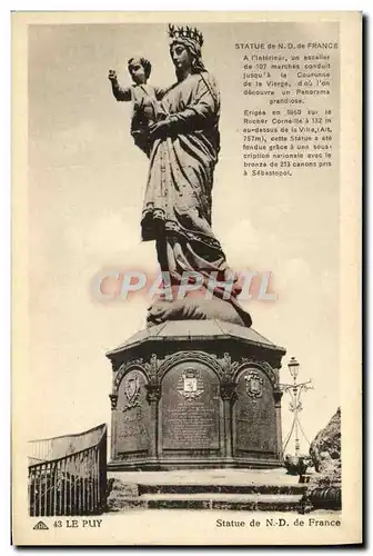 Cartes postales Le Puy Statue De ND de France