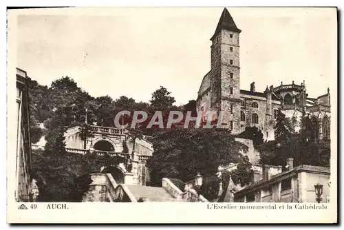 Cartes postales Auch L&#39Escalier Monumental Et La Cathedrale