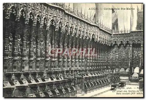 Cartes postales Auch Cathedrale Ste Marie Un detail des stalles du choeur