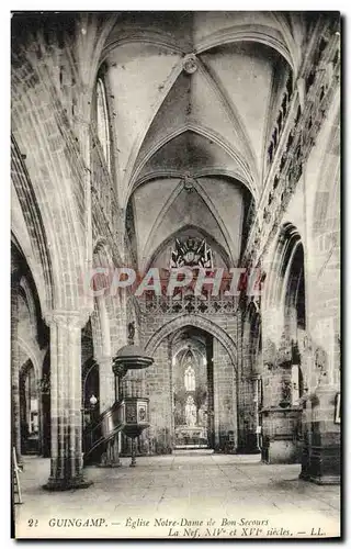 Cartes postales Guingamp Eglise Notre Dame De Bon Secours La nef