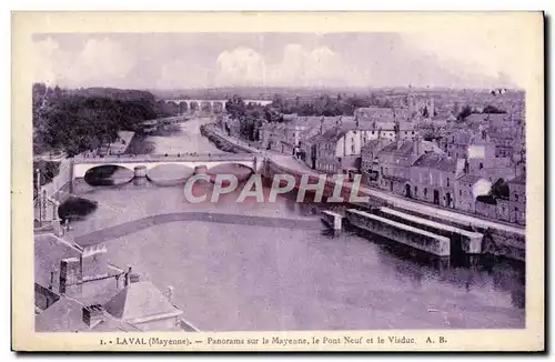 Ansichtskarte AK Laval Panorama Sur La Mayenne Le Pont Neuf Et Le Viaduc