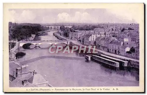 Cartes postales Laval Panorama Sur La Mayenne Le Pont Neuf Et Le Viaduc