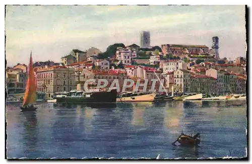 Cartes postales La Douce France Cote d&#39Azur Cannes Le Port Et Le Mont Chevalier Bateaux