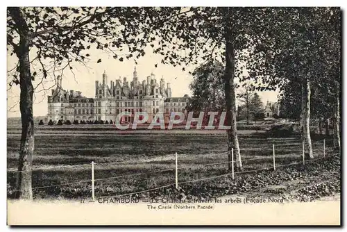 Cartes postales Chambord Le Chateau A Travers Les Arbres Facade Nord