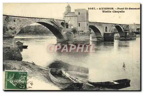 Cartes postales Avignon Pont St Benezet Vielle Chapelle Bateau