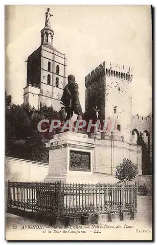 Ansichtskarte AK Avignon Statue de Crillon Notre Dame des Doms et la Tour de Campana