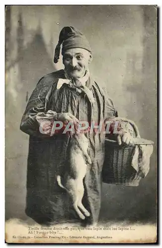 Cartes postales Homme et lapin Folklore vienne