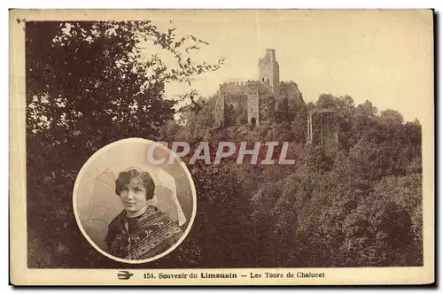 Cartes postales Souvenir du Limousin Les Tours de Chalucet Coiffe Folklore