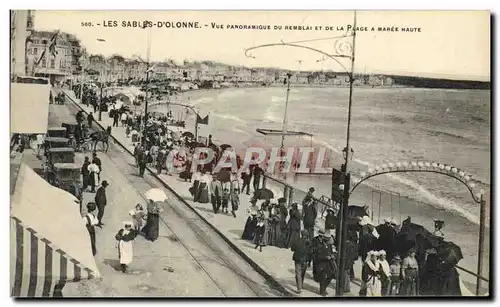 Cartes postales Les Sables D'Olonne Vue Panoramique Du Remblai et de la plage a maree haute