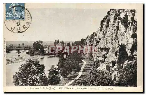 Cartes postales Environs de Dole Rochefort Les rochers sur les bords du Doubs