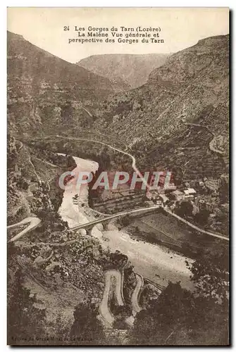 Cartes postales Les gorges du Tarn La Malene Vue generale et perspective des Gorges de Tarn