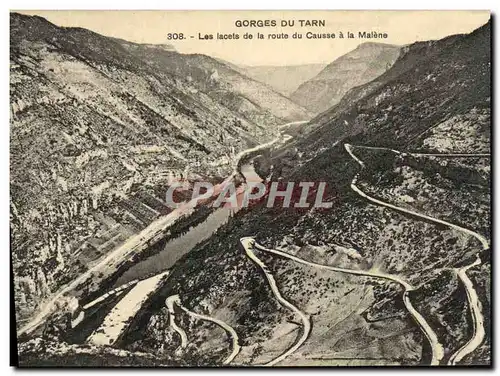 Cartes postales Gorges Du Tarn Les lacets de la route du Causse a la Malene