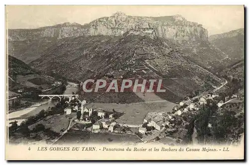 Cartes postales Gorges Du Tarn Panorama du Rozier et les rochers du Causse Mejean