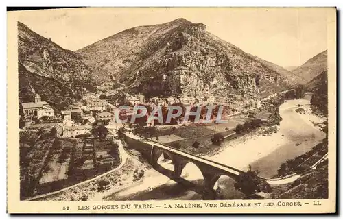 Cartes postales Gorges Du Tarn La Malene Vue Generale et les gorges