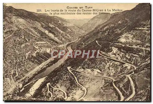 Cartes postales Gorges Du Tarn Les lacets de la route du Causse Mejean a la Malene