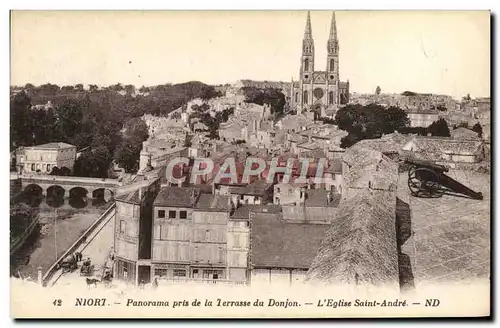 Cartes postales Niort Panorama Pris De La Terrasse Du Donjon L&#39Eglise Saint Andre