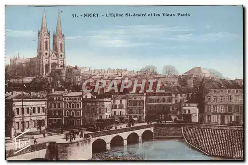 Cartes postales Niort L&#39Eglise St Andre Et Les Vieux Ponts