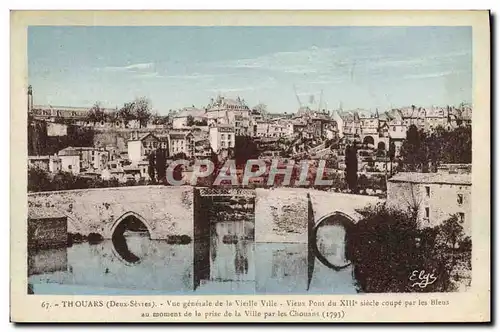 Cartes postales Thouars Vue Generale De La Vieille Ville Vieux pont du 13eme