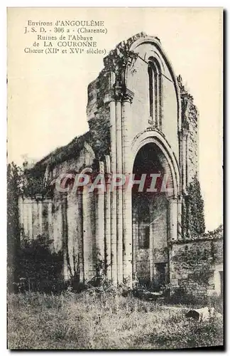 Cartes postales Environs d&#39Angouleme Ruines De l&#39Abbaye De La Couronne Choeur