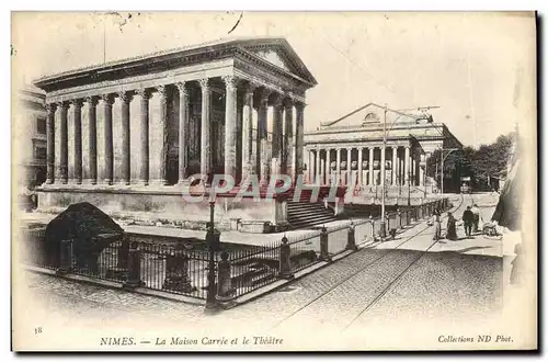 Ansichtskarte AK Nimes La Maison Carree Et Le Theatre