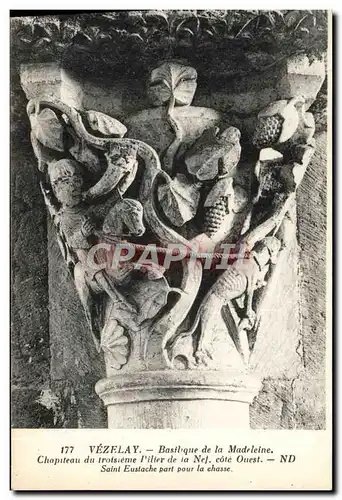 Ansichtskarte AK Vezelay Basilique De La Madeleine Chapiteau Du Troisieme Pilier De La Nef Saint Eustache part po