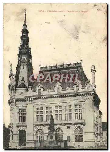 Cartes postales Sens L'Hotel De Ville Facade Place Drapes