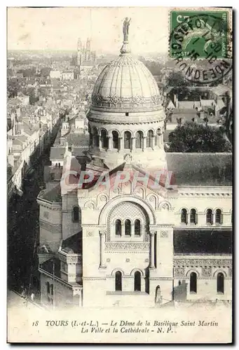 Cartes postales Tours Le Dome De La Basilique Saint Martin La Ville Et La Cathedrale