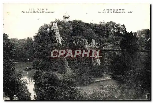 Cartes postales Paris Parc Des Buttes Chaumont Le pont suspendu