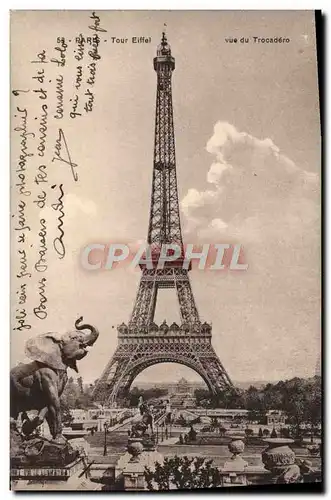 Ansichtskarte AK Paris Tour Eiffel Vue Du Trocadero Elephant