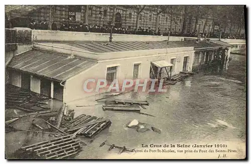 Cartes postales La Crue De la Seine Du Port St Nicolas Vue Prise Du Pont Des Saints Peres