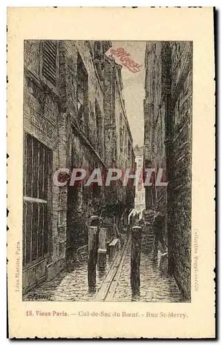 Cartes postales Vieux Paris Cul De Sac Du Boeuf rue St Merry Publicite Maggi