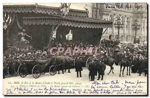 Ansichtskarte AK Le Roi Et La Reine d&#39Italie A Paris Visite a l&#39Hotel De Ville La Reine Monte En Voiture