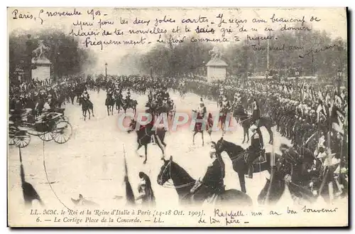 Ansichtskarte AK Le Roi Et La Reine d&#39Italie A Paris Le Cortege Place De La Concorde