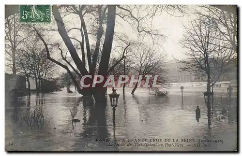 Ansichtskarte AK Paris La Grande Crue De La Seine Le Jaridn Du Vert Galant au Pont Neuf