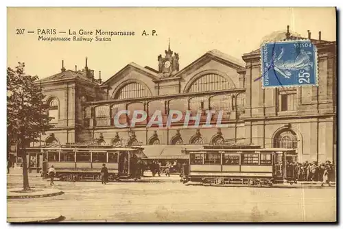 Cartes postales Paris La Gare Montparnasse Tramways