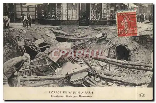 Cartes postales L'Orage Du 15 Juin A Paris Eboulement Boulevard Haussmann