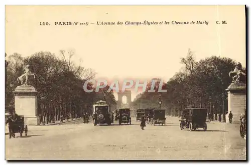 Ansichtskarte AK Paris L&#39Avenue Des Champs Elysees Et Les Chevaux De Marly