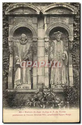 Cartes postales Paris Statues De Jean Aubry Et P De Violes Ancien Hotel de ville Square Monge