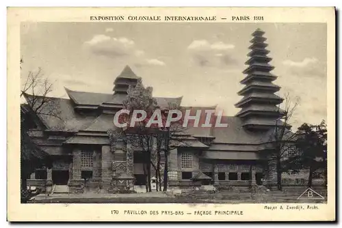 Cartes postales Exposition Coloniale Internationale Paris Pavillon Des Pays Bas Facade Principale