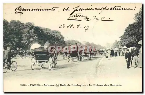 Cartes postales Paris Avenue Du Bois De Boulogne Le Retour Des Courses