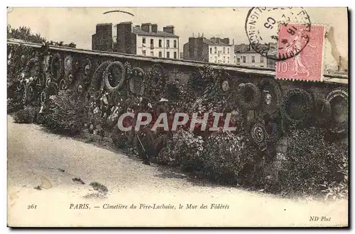 Cartes postales Paris Cimetiere Du Pere Lacbaise Le Mur Des Federes