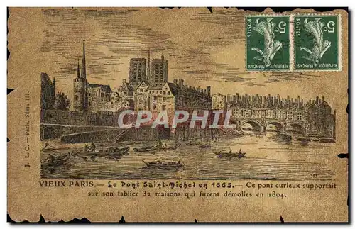 Cartes postales Vieux Paris Le Pont Saint Michel en 1665