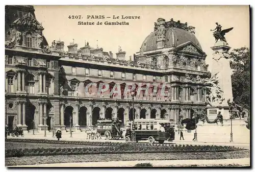 Ansichtskarte AK Paris Le Louvre Statue De Gambetta Autobus