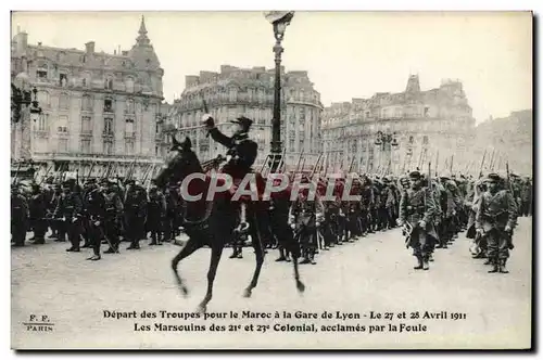 Cartes postales Depart Des Troupes Pour Le Marc A La Gare De Lyon 27 et 28 avril 1911 Les amrsouins