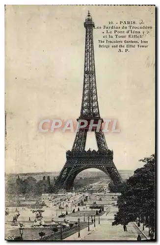 Ansichtskarte AK Paris Tour Eiffel Jardins du TRocadero